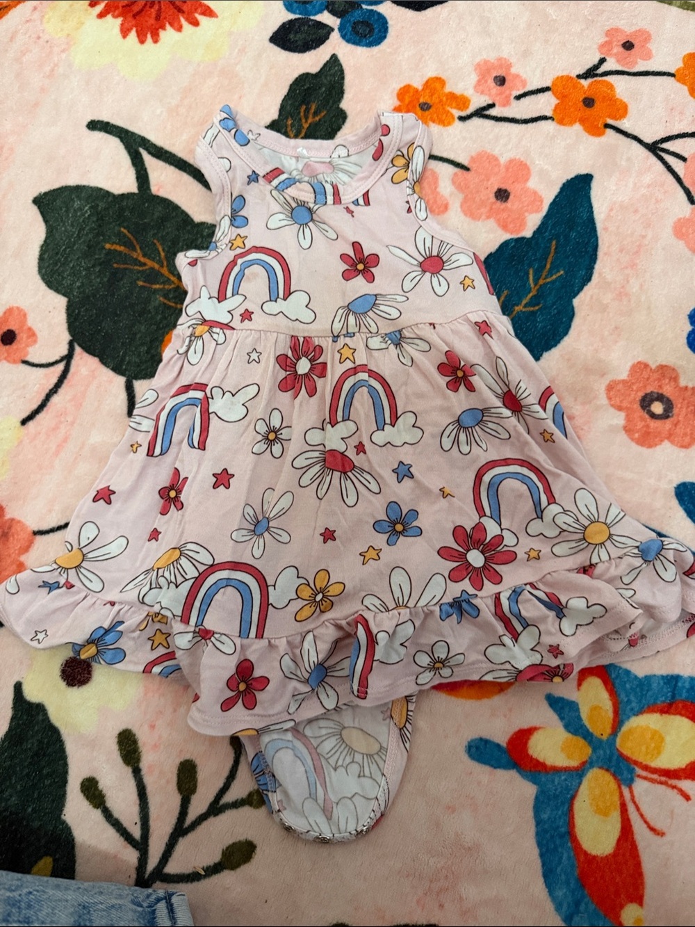 Posh Peanut Pink Floral & Rainbow Tank Dress